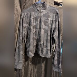 YOGALICIOIS LUX Gray Camo Quarter Zip Pullover